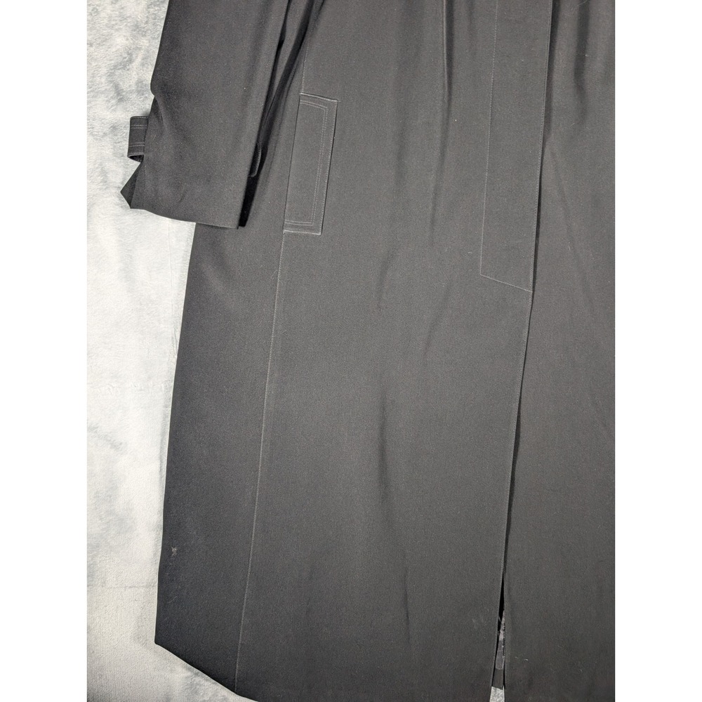Gallery Woman Black Longline Trench Coat Collared Button Front Plus Size 3X - Picture 6 of 11